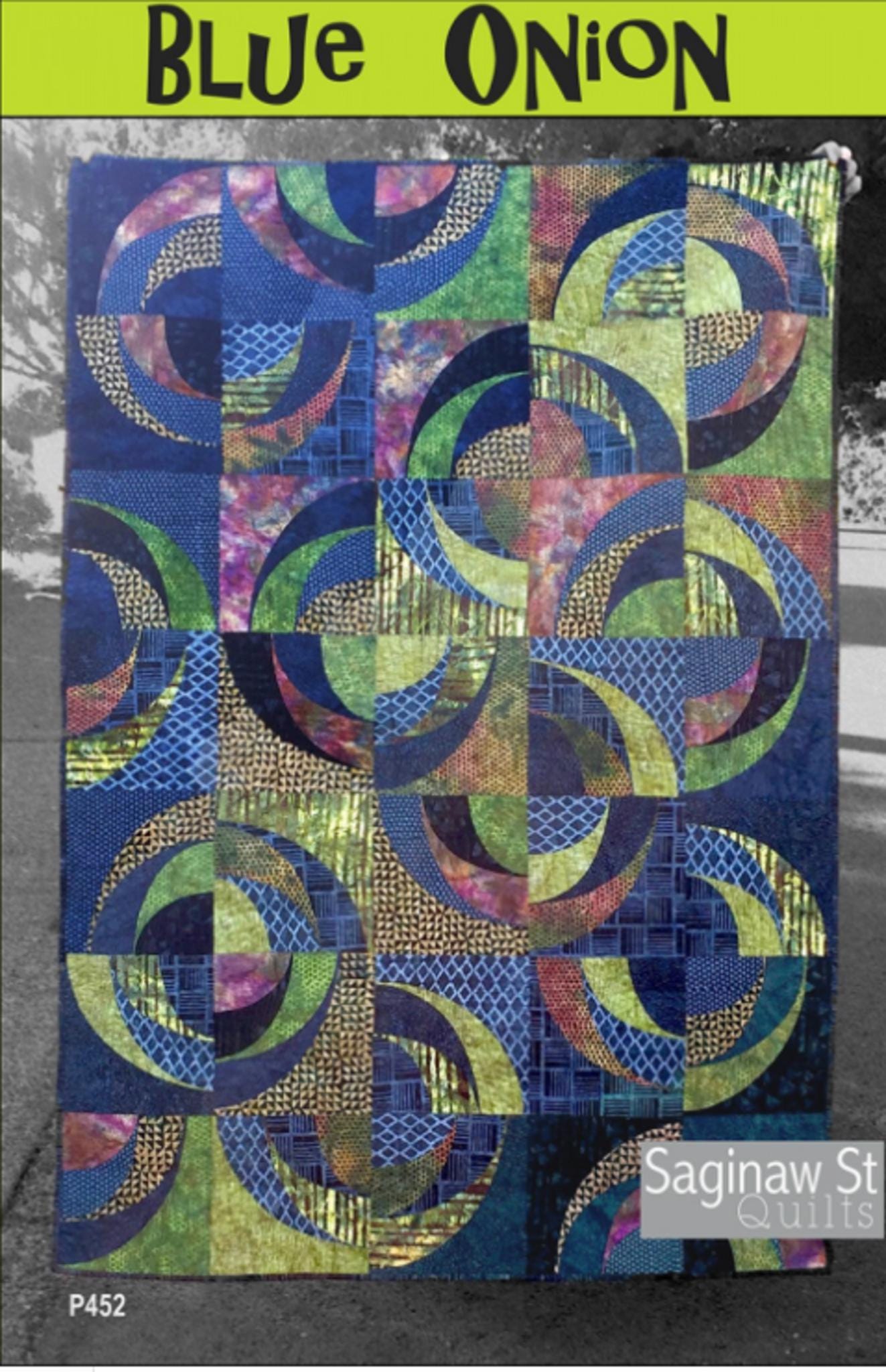 Blue Onion Quilt Pattern by Saginaw St - approx 50" x 70" finished size
