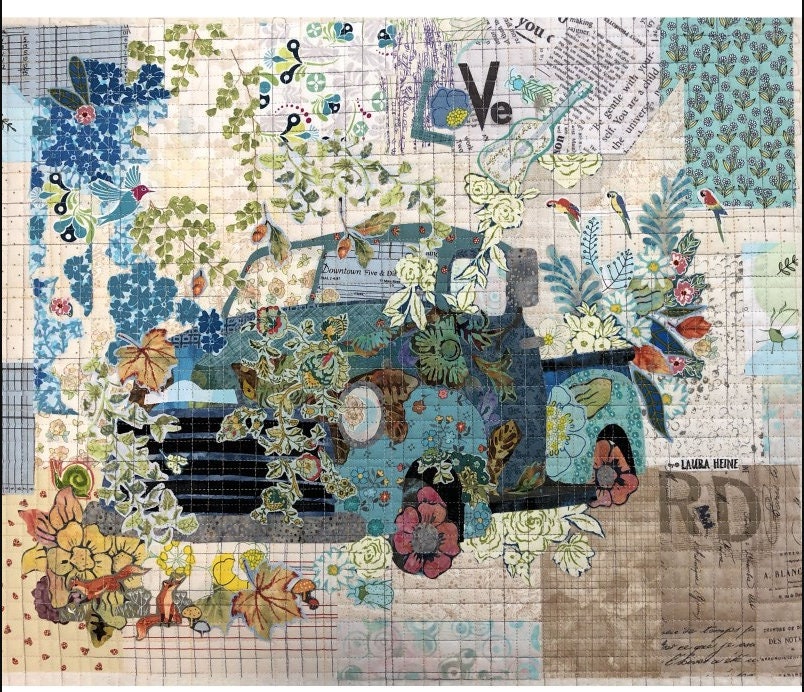 Teeny Tiny Collage Quilt Patterns by Laura Heine - Group #2 Fox Cow Truck