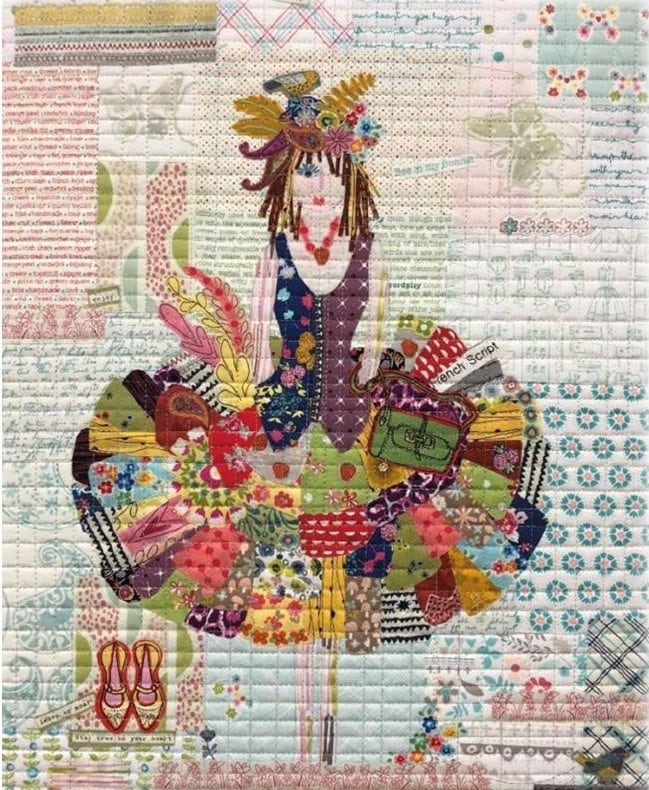Teeny Tiny Collage Quilt Patterns by Laura Heine - Group #1, Dress, Fish, Elephant Finished size approx 16" x 20"