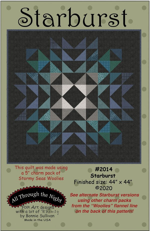 Starburst Quilt Kit - Pattern by Bonnie Sullivan. Includes Pattern + Fabric to piece this gorgeous top. Approx size 44" x 44" Free Ship