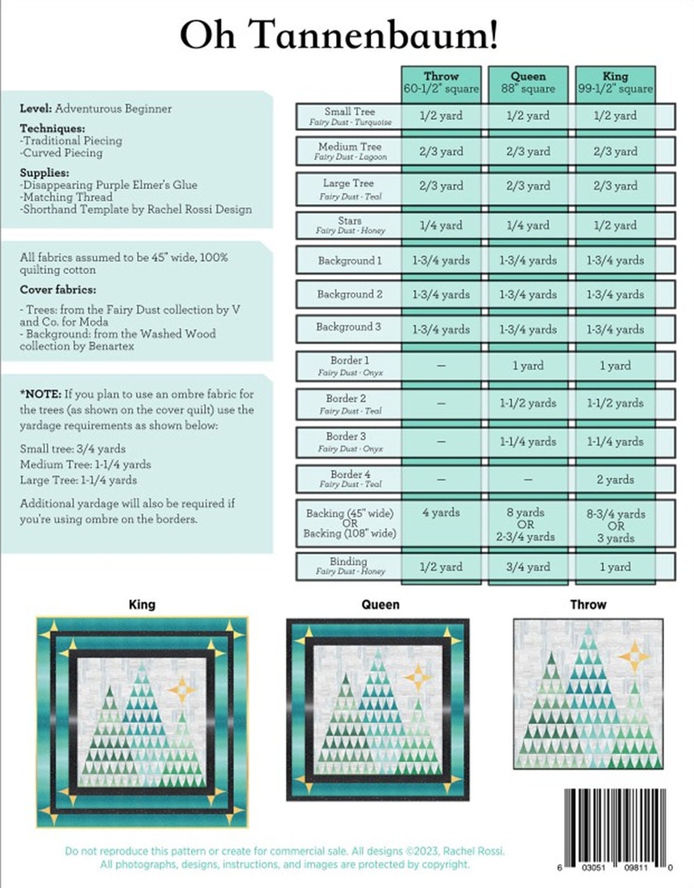 Oh Tannnenbaum! Quilt Pattern designed by Rachel Rossi