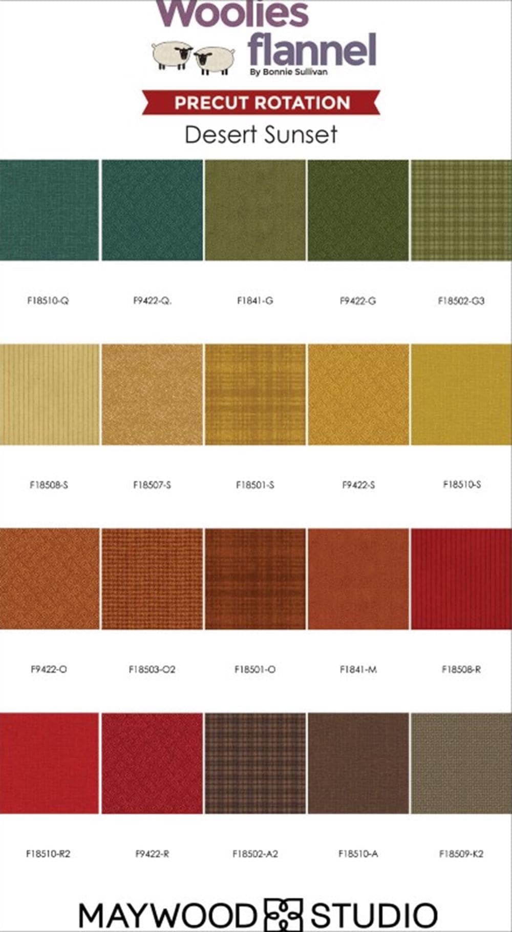 Woolies Flannel Desert Sunset Precuts - 2.5" strips (40) designed by Bonnie Sullivan Free Shipping!
