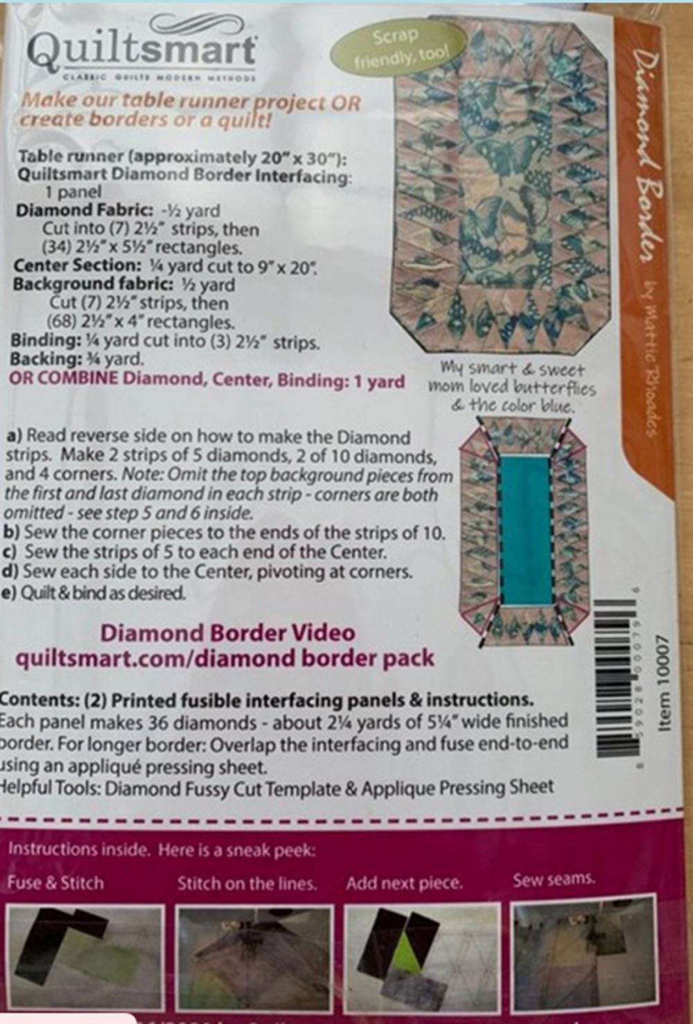 Quiltsmart Diamond Border Fun Pack - includes 2 panels of interfacing to make 4.5 yards of 5.25" wide border.