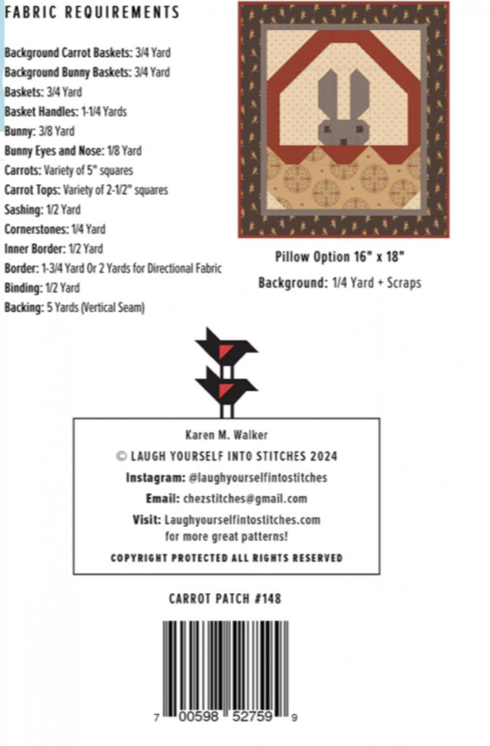Carrot Patch Pattern by Laugh Yourself into Stitches - 60" x 82"