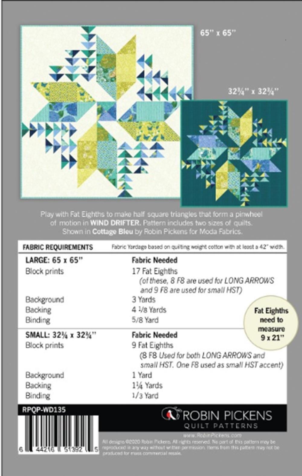 Wind Drifter Quilt Pattern by Robin Pickens - 2 sizes included - pattern only