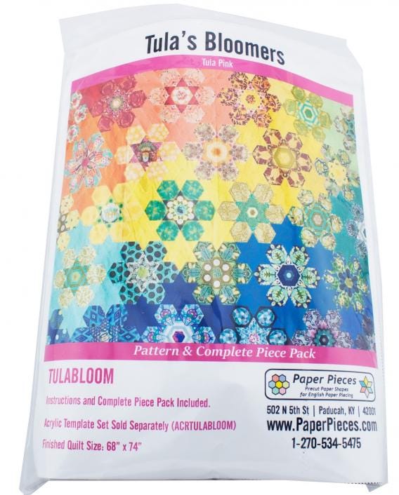 Tula's Bloomers Pattern and Complete Paper Piece Pack by Tula Pink. Approx size 68" x 74" - Free Shipping