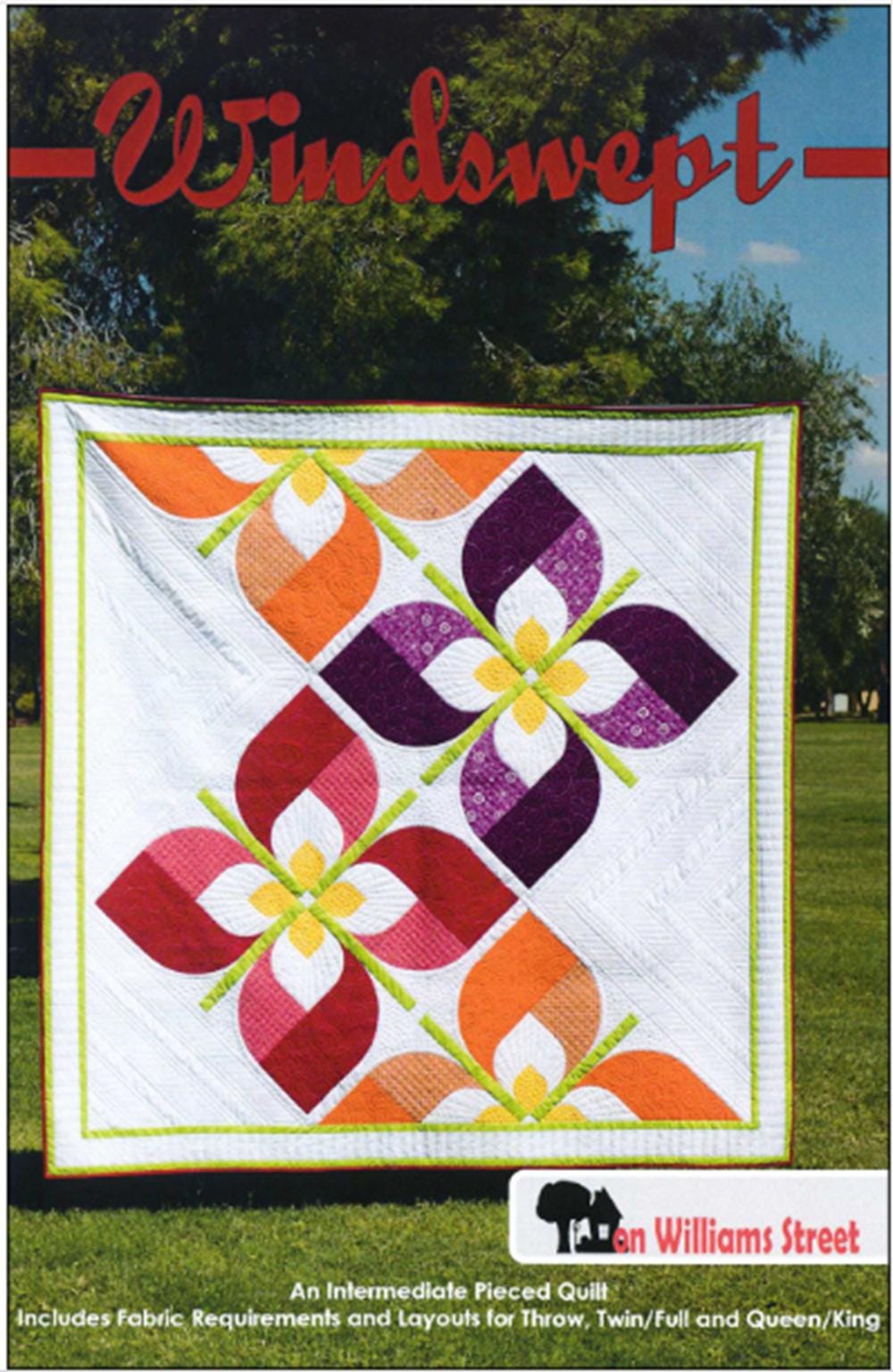 WindSwept Quilt Pattern by On Williams Street 84" x 84" - pattern only for 3 sizes.