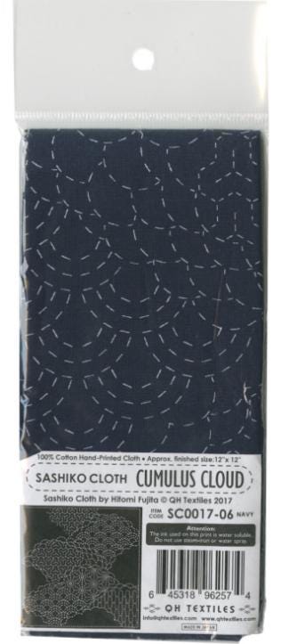 Sashiko Cloth Cumulus Cloud - 12" x 12" blue