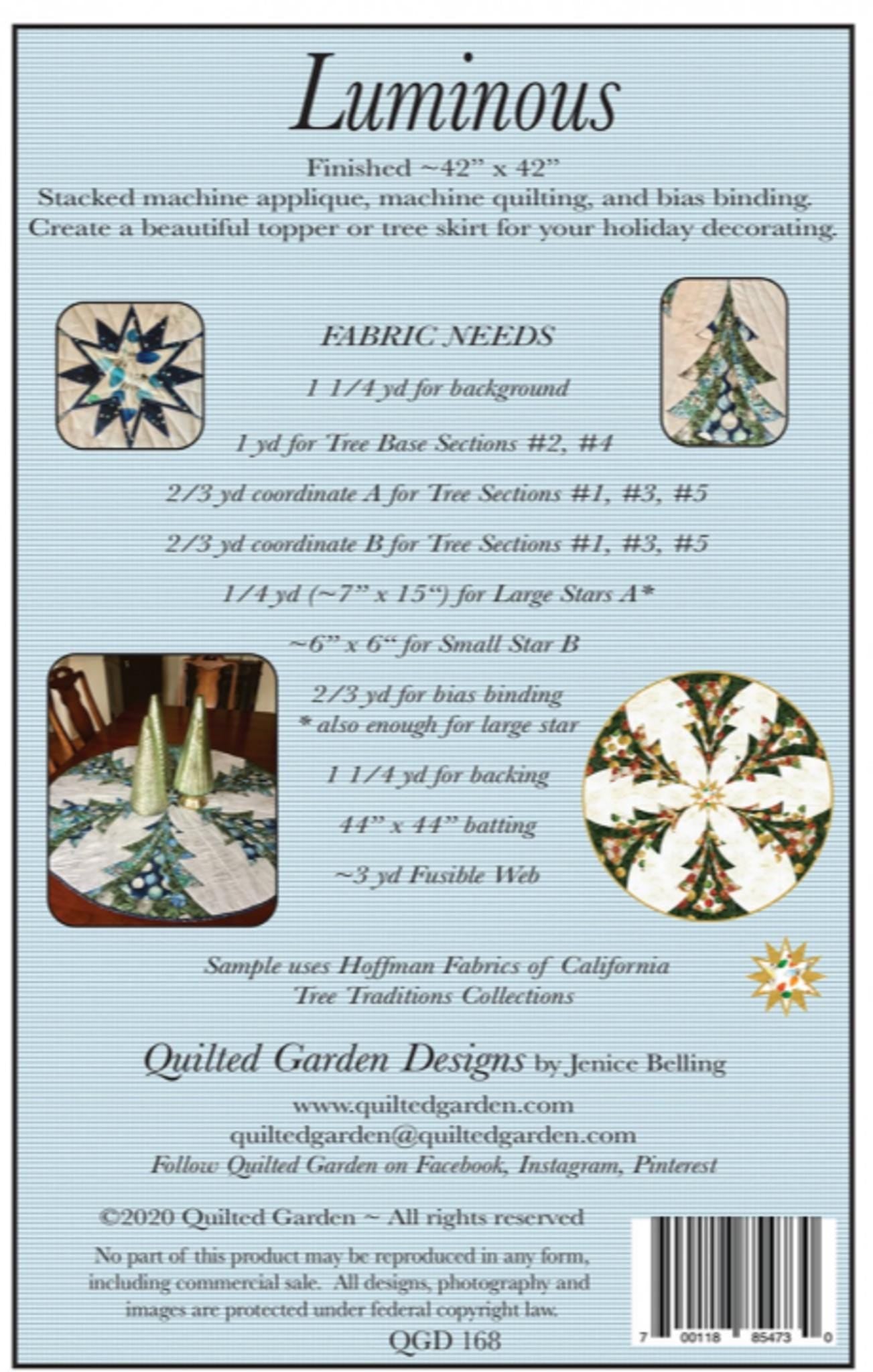 Luminous Quilt Pattern by Jenice Belling - finished size 42" x 42"
