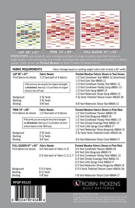 Kyoto Steps Quilt Pattern by Robin Pickens. Three Sizes included in Pattern options.