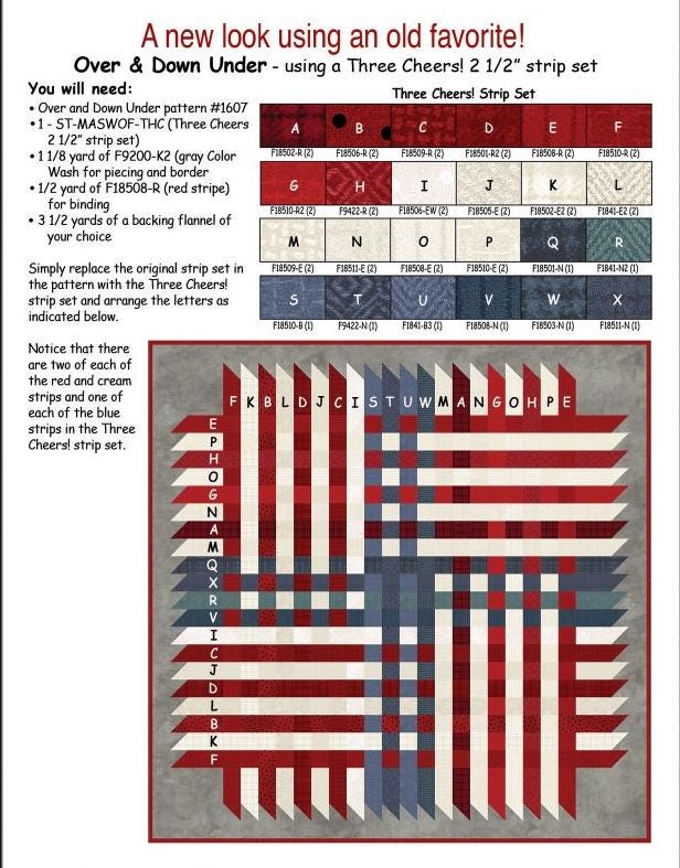 Over & Down Under Quilt Pattern by Bonnie Sullivan for All Through the Night - Precut Friendly 56" x 56" finished size