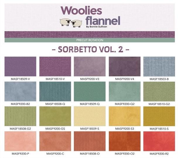 Woolies Flannel 2.5" strips (40) designed by Bonnie Sullivan for Maywood Studio - Free Shipping!