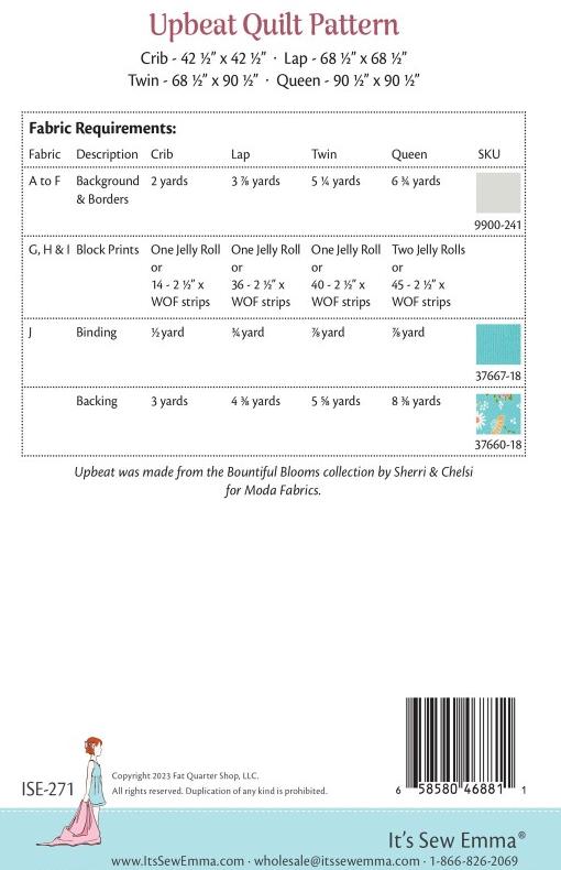 Upbeat Quilt Pattern designed by Jocelyn Ueng - Precut Friendly, Includes pattern for 4 sizes.