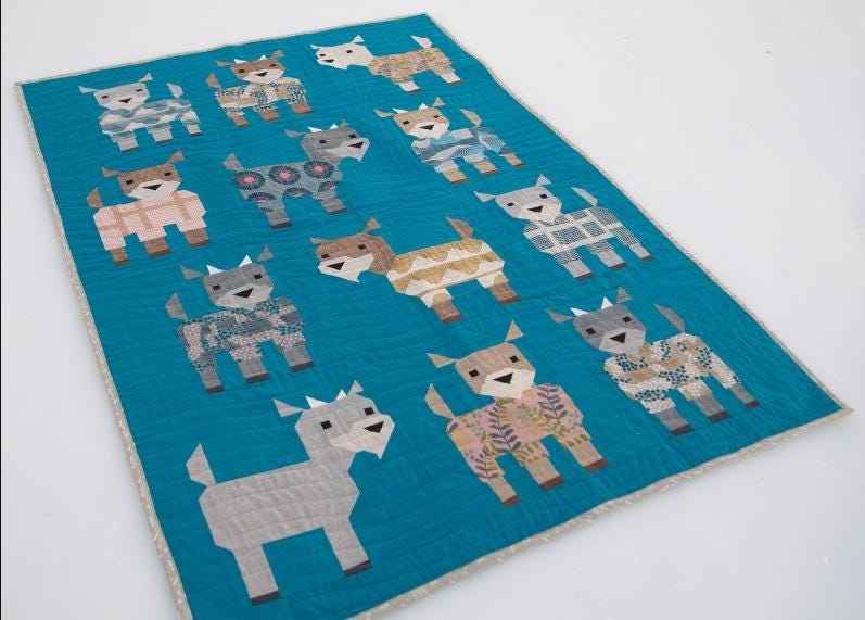 Kidding Around Goats in Pajamas Quilt Pattern by Art East - 43' x 60"