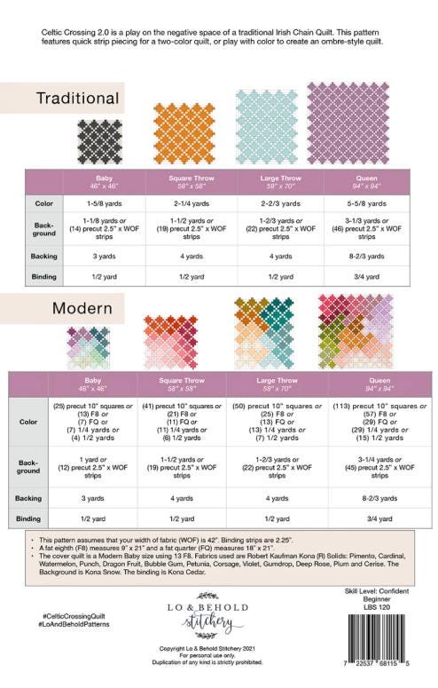 Celtic Crossing 2.0 Quilt Pattern from Lo & Behold Stitchery - Four sizes included