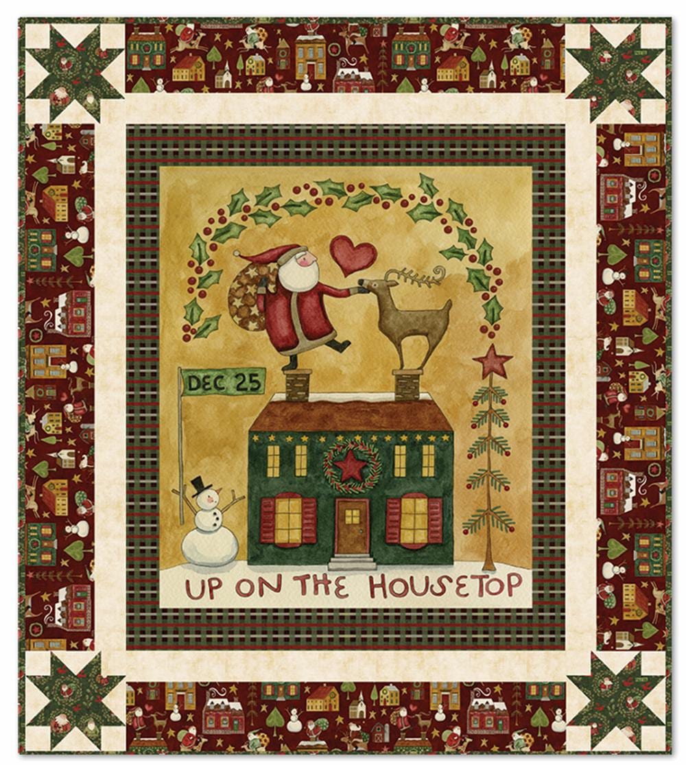Up on the Housetop Christmas Quilt Kit from Riley Blake, designed by Teresa Kogut Approximately 51" x 58"