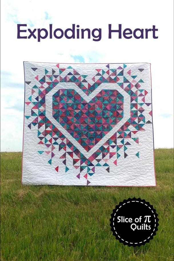 Exploding Heart Quilt Pattern by Laura Piland - 72" x 72"