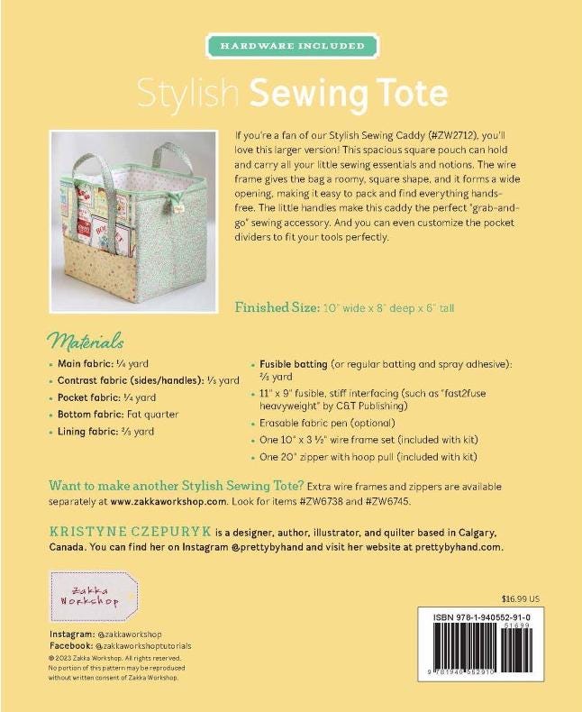 Stylish Sewing Tote with Hardware designed by Kristyne Czepuryk