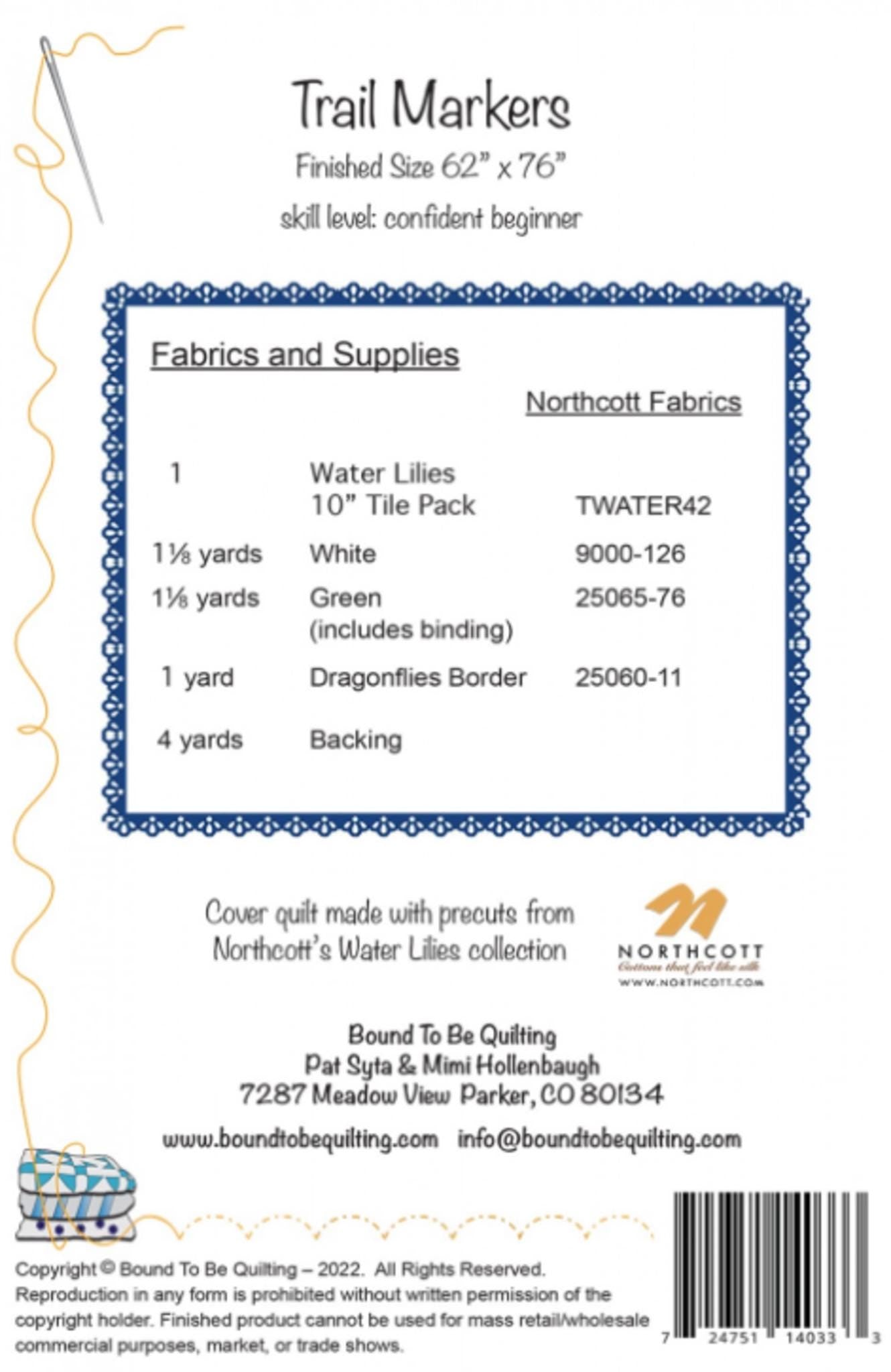 Trail Markers Quilt Pattern - finished size 62" x 76" Precut Friendly for 10" Layer Cake