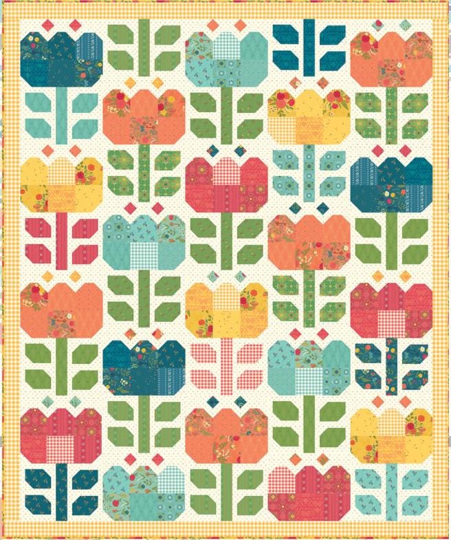 They're Here! Tulip Festival Quilt Kit by Heather Peterson, from Riley Blake-20% off and free shipping at checkout.