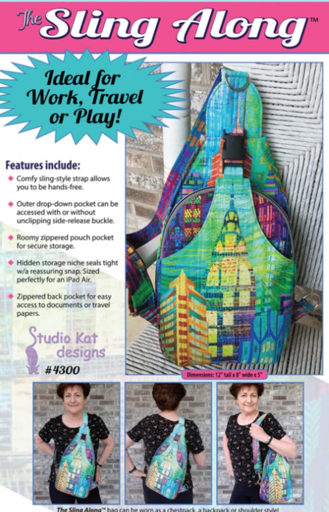 Sling Along Pattern by Studio Kat Designs - 12 x 8 x 5