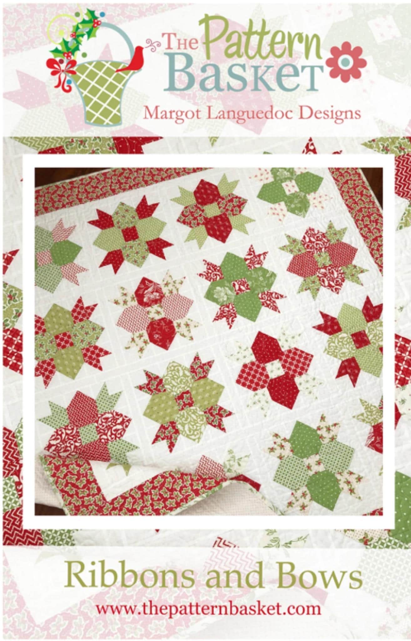 Ribbons and Bows Quilt Pattern by Margot Languedoc from Pattern Basket - 57.75" square