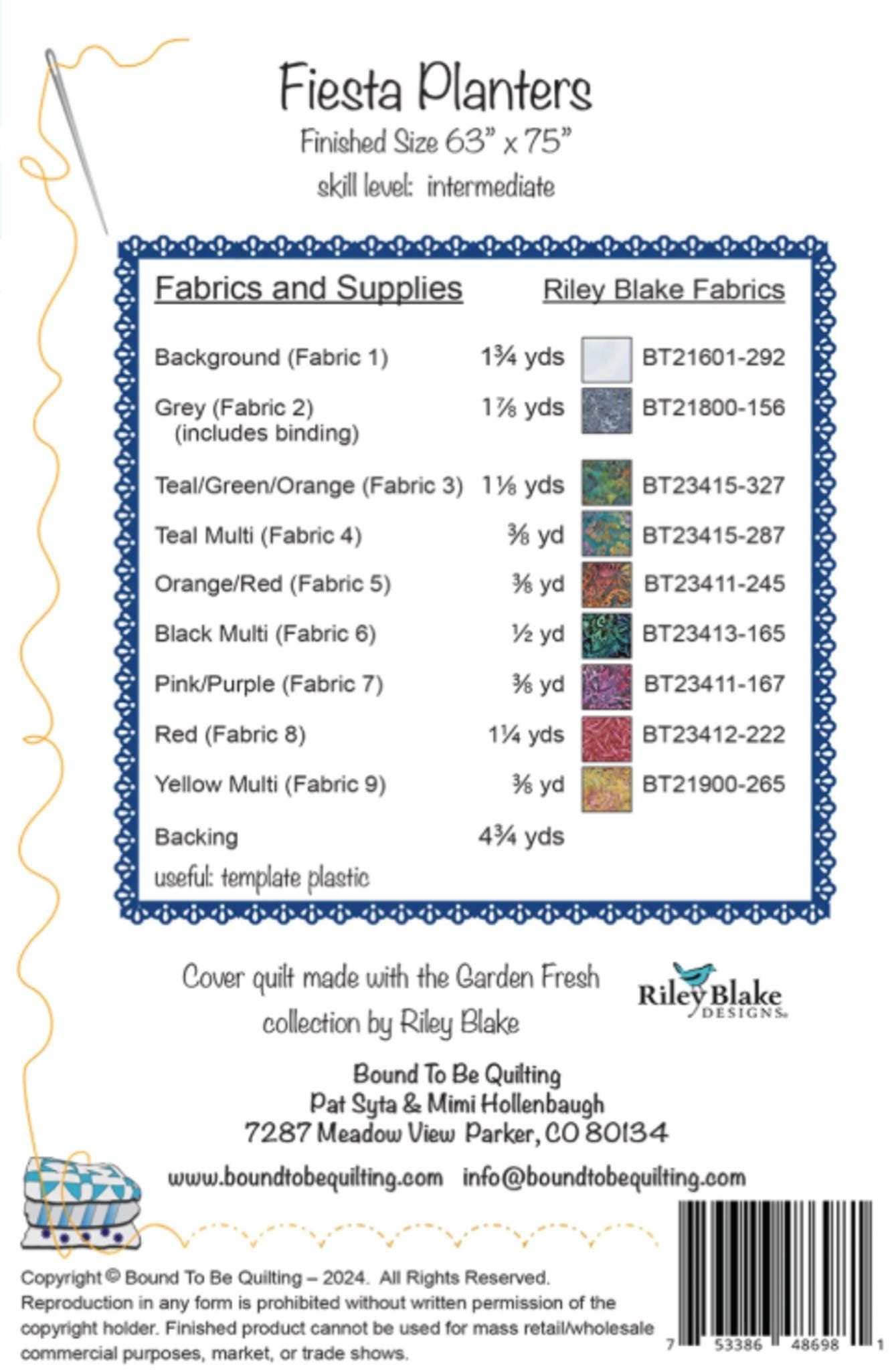 Fiesta Planters quilt pattern by Mimi Hollenbaugh and Pat Syta - 63 x 75