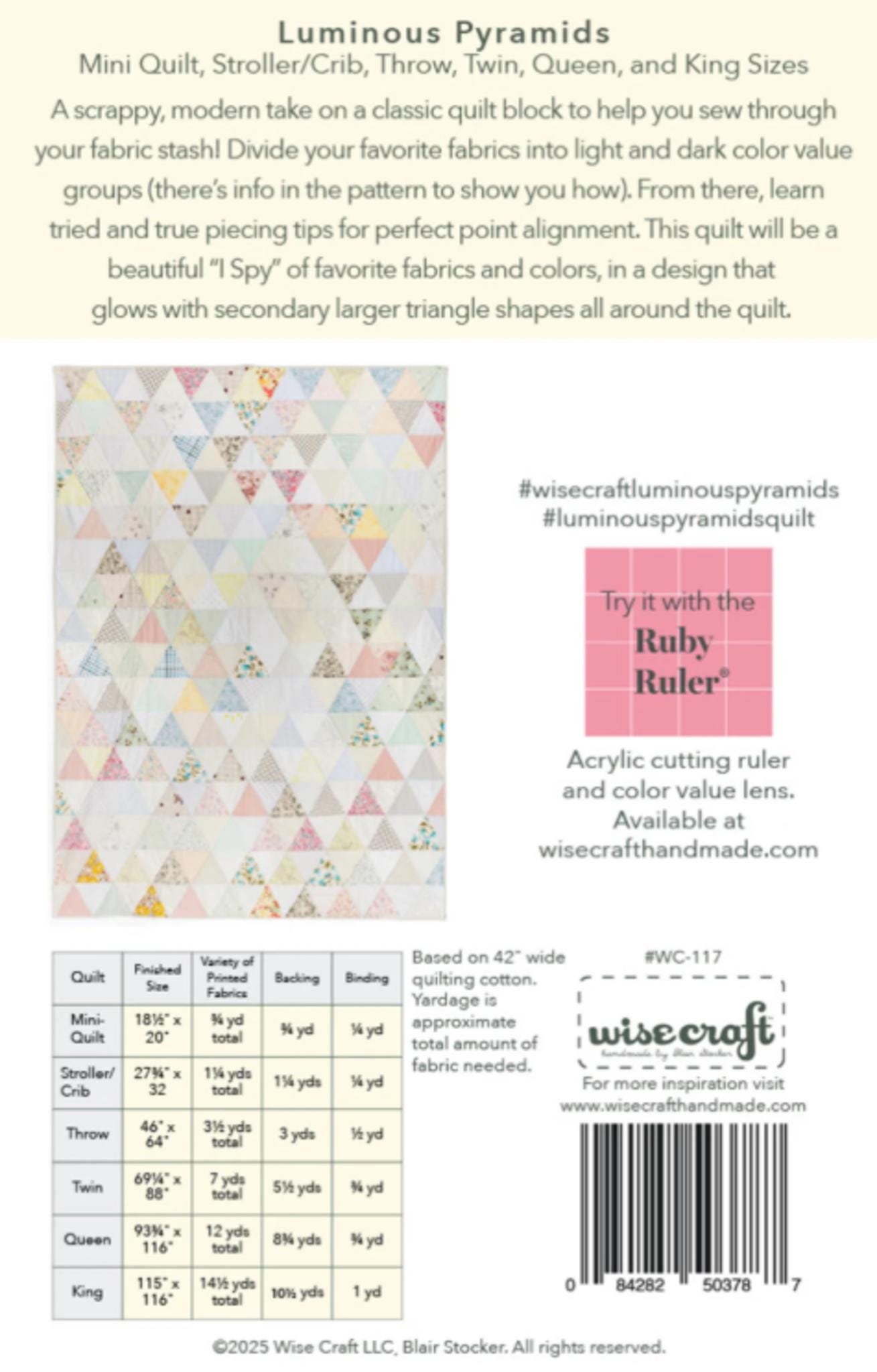 Luminous Pyramids Quilt Pattern by Blair Stocker includes instructions for six sizes.