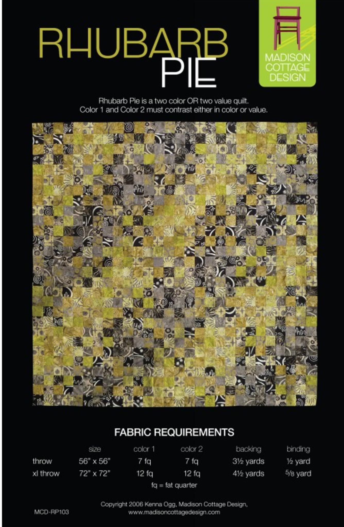 Rhubarb Pie Quilt Pattern by Kenna Ogg for Madison Cottage Design - Two quilt sizes included, Precut Friendly.