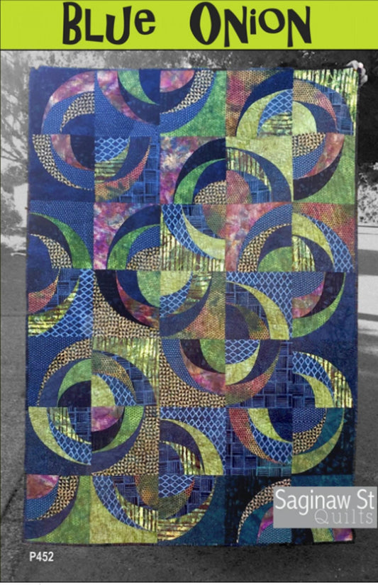 Blue Onion Quilt Pattern by Saginaw St - approx 50" x 70" finished size