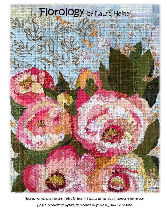 Florology Collage Quilt Pattern by Laura Heine - Finished size approximately 24" w x 30" h