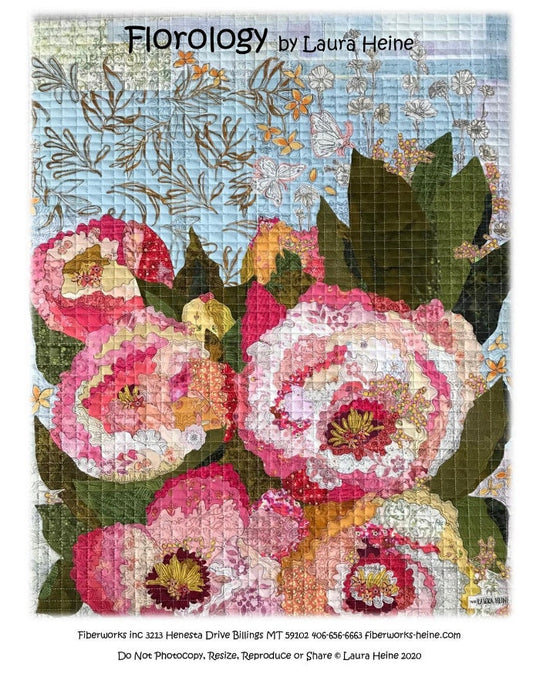 Florology Collage Quilt Pattern by Laura Heine - Finished size approximately 24" w x 30" h