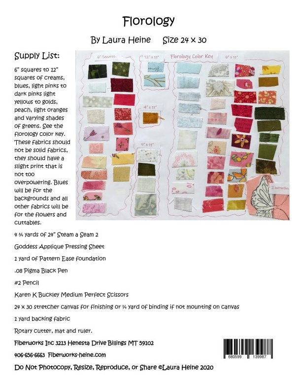 Florology Collage Quilt Pattern by Laura Heine - Finished size approximately 24" w x 30" h