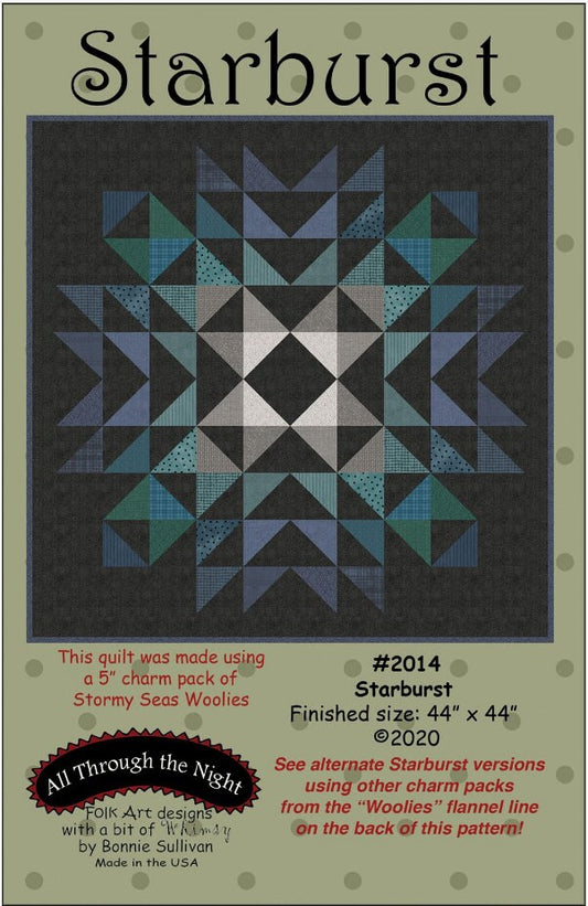 Starburst Quilt Kit - Pattern by Bonnie Sullivan. Includes Pattern + Fabric to piece this gorgeous top. Approx size 44" x 44" Free Ship