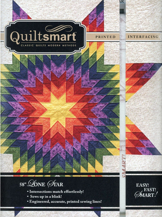 Quiltsmart Lone Star 58" by Designer Bill Reinhold - Classic Pack includes 8 panels of Interfacing + instructions. Free Shipping!