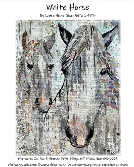 White Horse by Laura Heine - finished size approx 36" W x 47" L (pattern only)