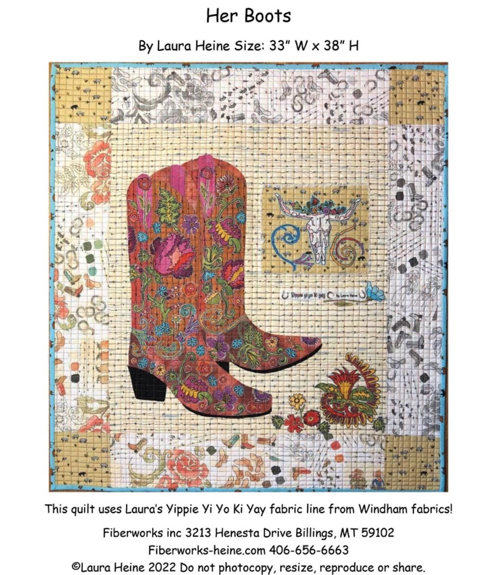 Her Boots by Laura Heine - finished size approx 33" W x 38" L (pattern only)