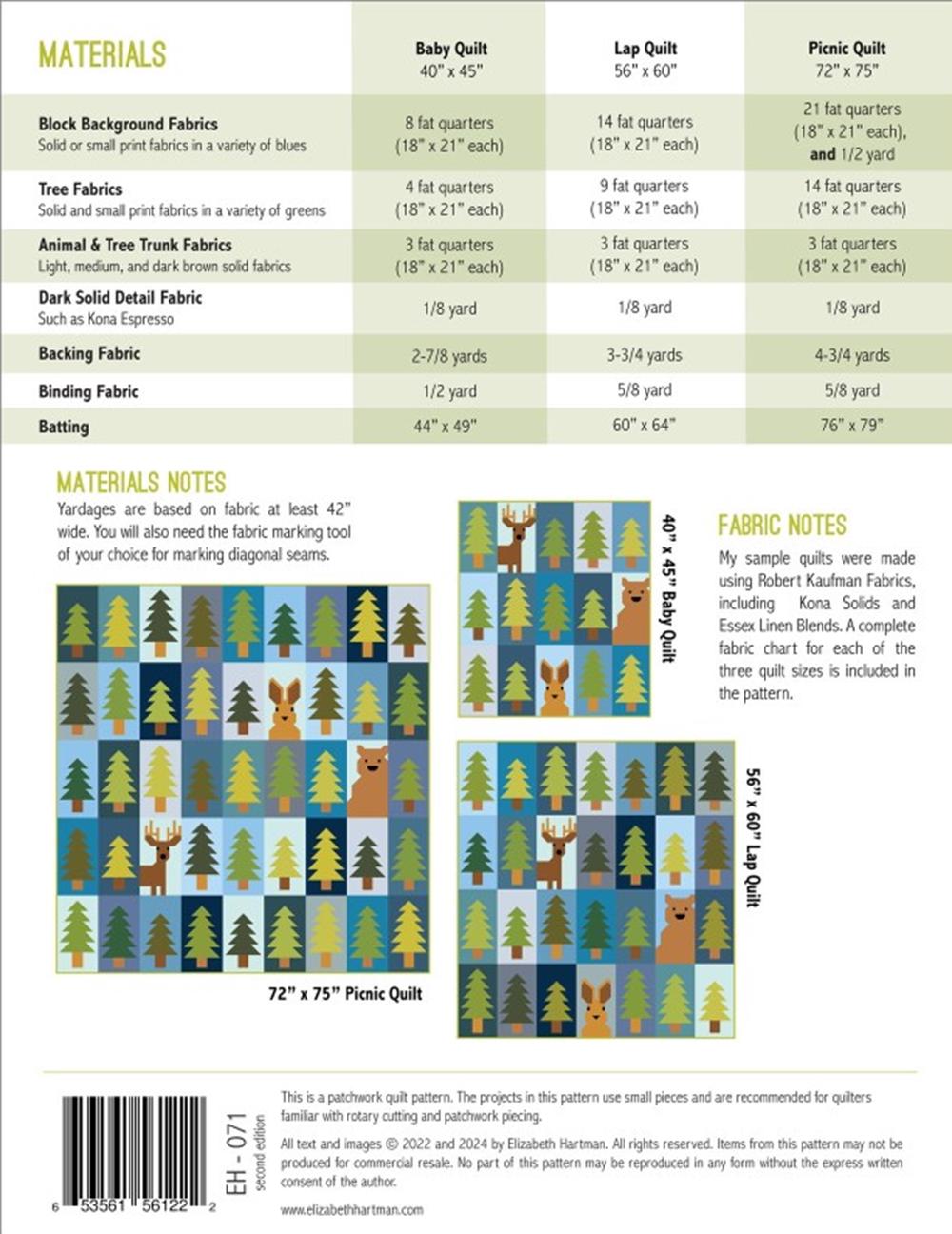 Lookout Quilt Pattern by Elizabeth Hartman - Three quilt sizes included: Baby 40"x45", Lap 56 "x 60", Picnic 72"x75" - No Fabric Included