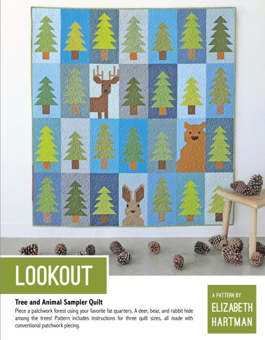 Lookout Tree & Forest Animal Quilt Kit - Incl Pattern + Fabric for Quilt Top: Lap Size Quilt 56"x60". Elizabeth Hartman pattern. Free Ship!