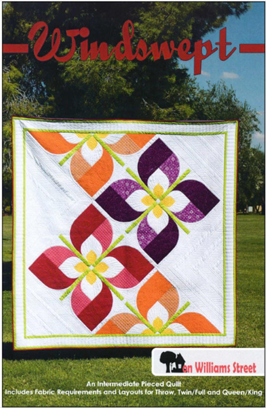 WindSwept Quilt Pattern by On Williams Street 84" x 84" - pattern only for 3 sizes.
