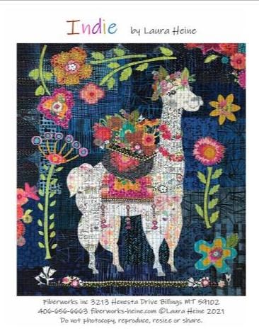 Indie...the Llama Collage Pattern by Laura Heine - Finished size approximately 30" w x 36" h