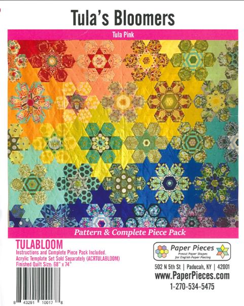 Tula's Bloomers Pattern and Complete Paper Piece Pack by Tula Pink. Approx size 68" x 74" - Free Shipping
