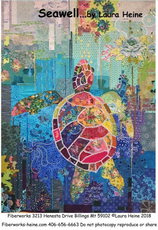Seawell Turtle Collage Pattern by Laura Heine - finished size approx 45" W x 60" L (pattern only)