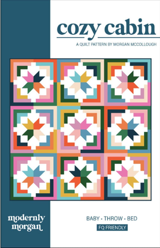 Cozy Cabin Quilt Pattern by Morgan Mccollough - Baby, Throw, and Bed sizes