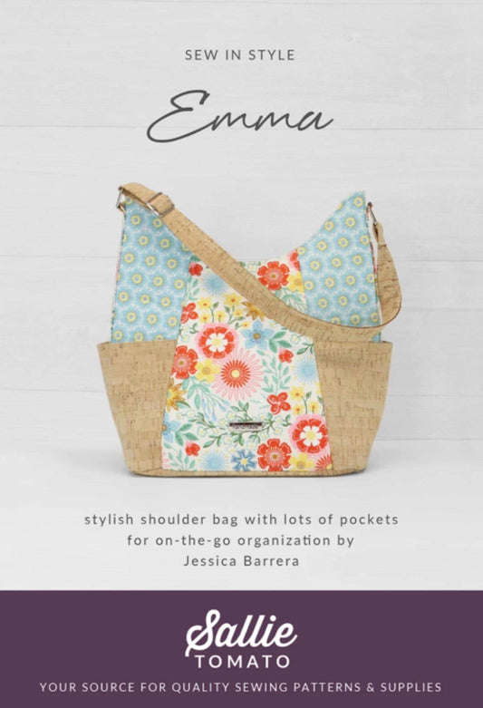 Emma Bag Pattern by Sallie Tomato - Finished size is 10 1/4" wide, 12-1/2" high, and 5" deep.
