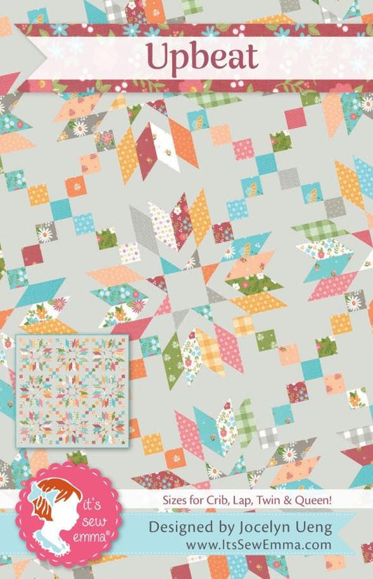 Upbeat Quilt Pattern designed by Jocelyn Ueng - Precut Friendly, Includes pattern for 4 sizes.