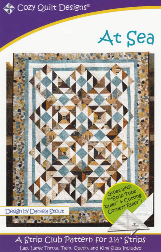 At Sea Quilt Pattern by Daniela Stout from Cozy Quilt Designs - 2 1/2" Strip Quilt, 5 sizes included