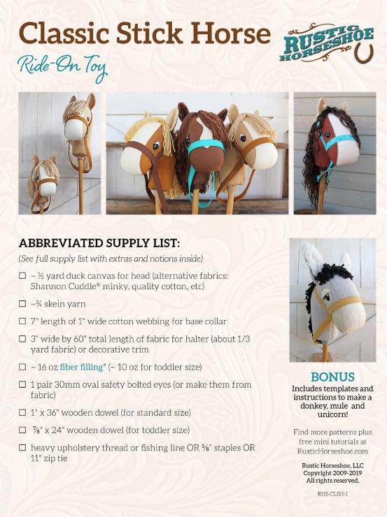 Classic Stick Horse Ride on Toy Pattern from Rustic Horseshoe