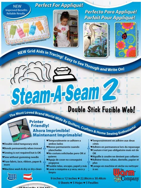 Steam-A-Seam2 - 9" x 12"-5 count by The Warm Company Fusible Web - NOTE: There is also a LITE version which is also stocked on this site.