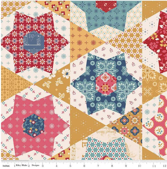 Americana Home Décor Stars multi color fabric from Riley Blake, 57/58" wide, sold by the yard.
